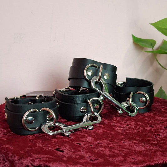 Wrist cuffs with connector faux or leather