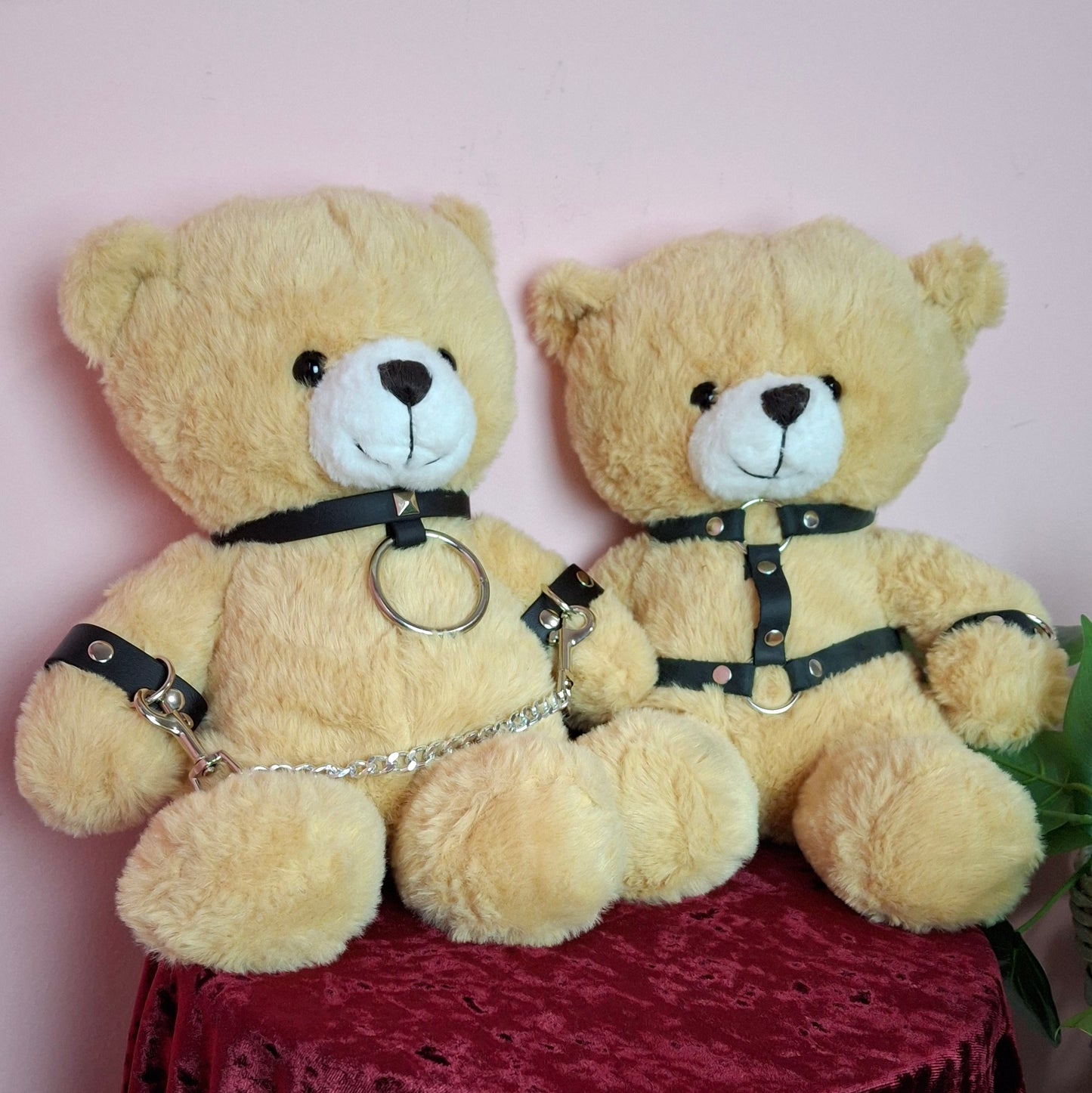 Bondage bear faux or leather cuffs and accessories - ready to ship