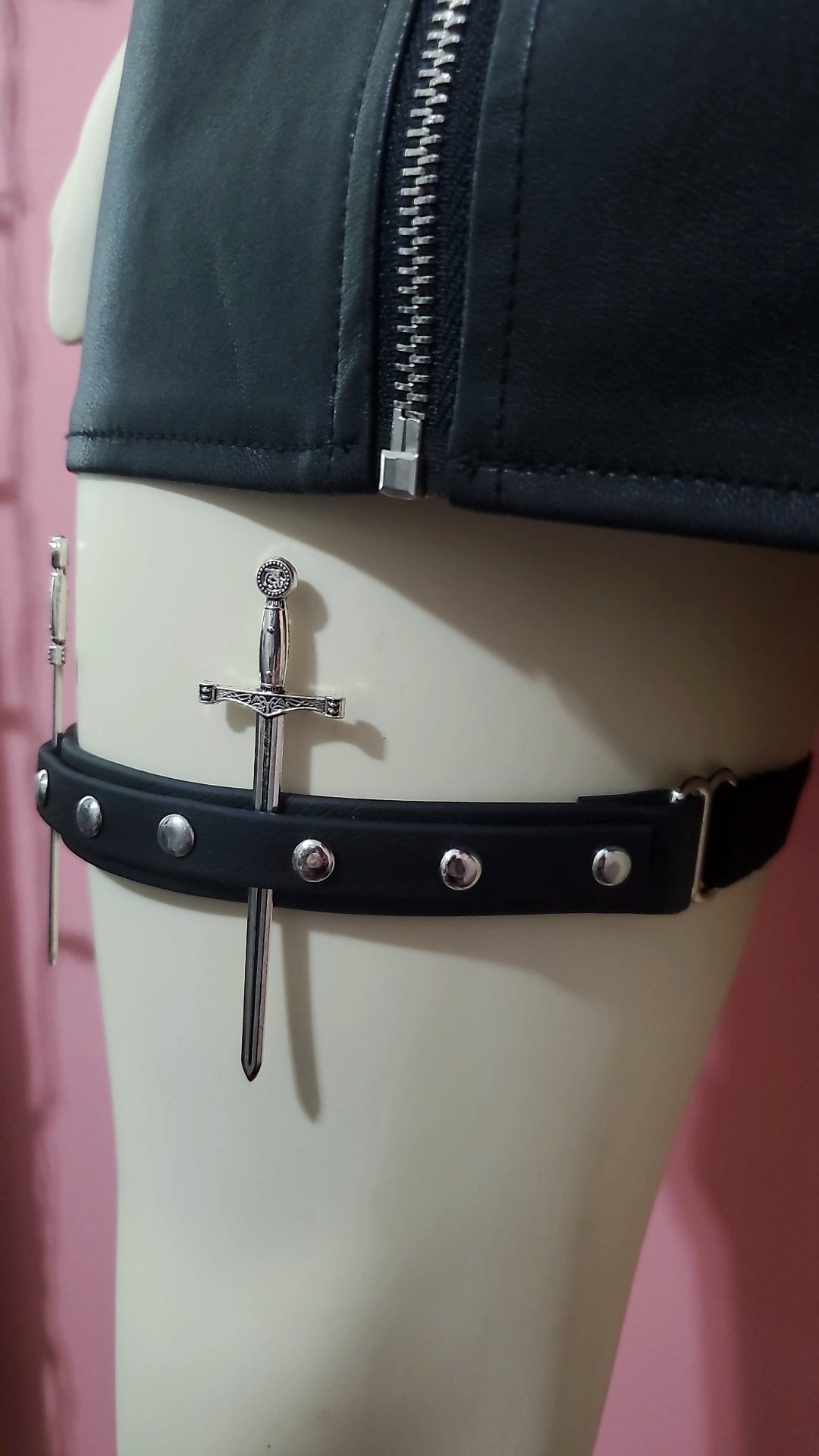 Swords faux or leather garter