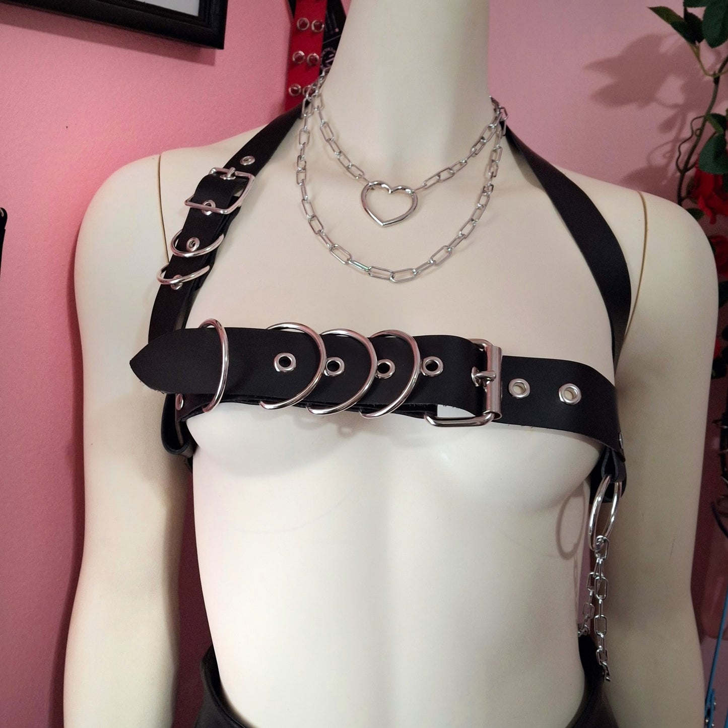 Mini Saturn buckle harness top faux or leather