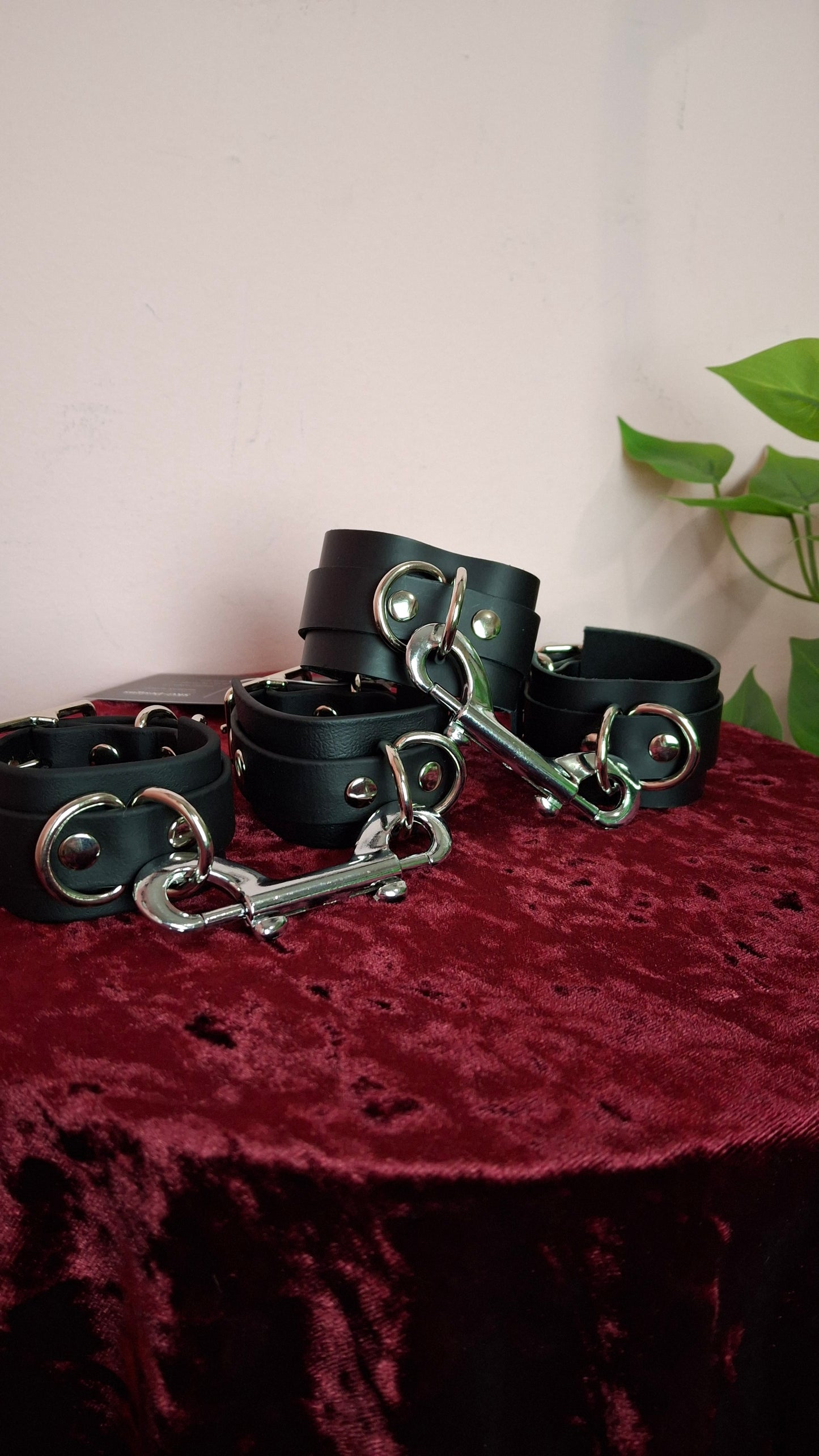 Wrist cuffs with connector faux or leather