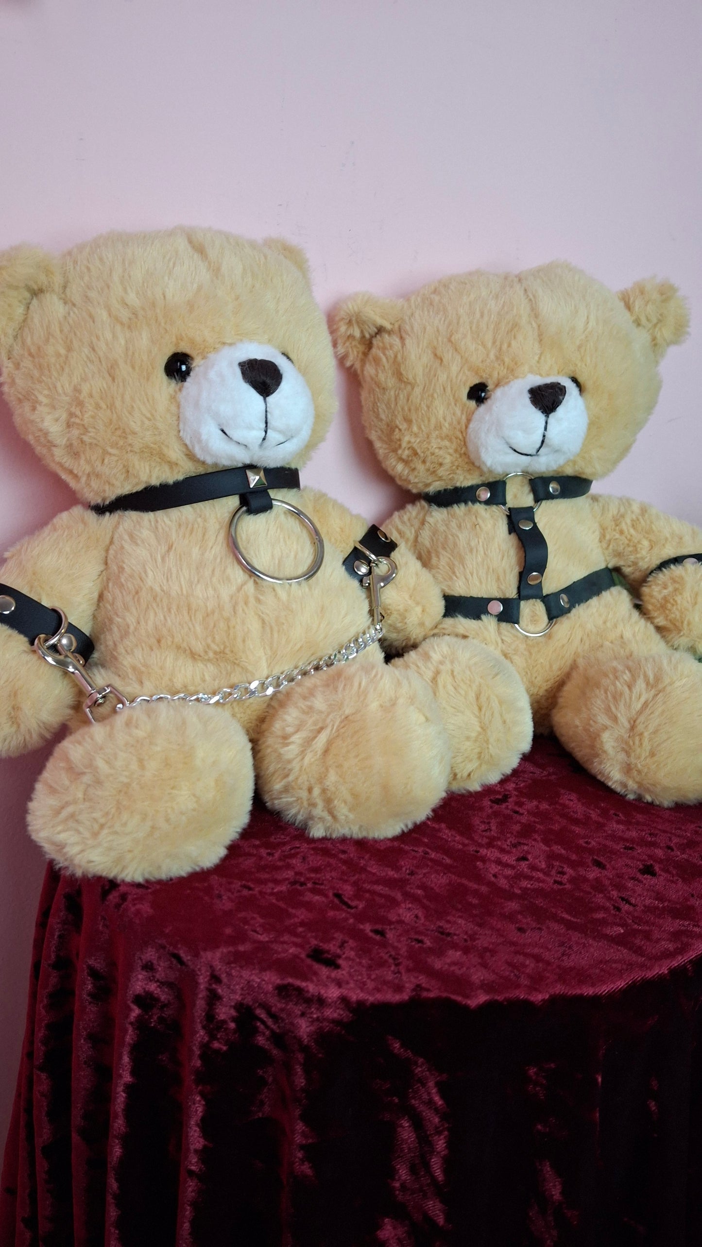 Bondage bear faux or leather cuffs and accessories - ready to ship